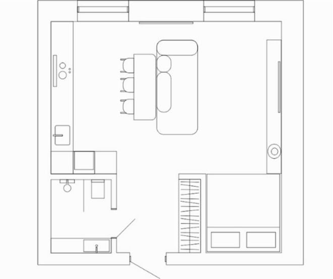 Kaiyun中国：卧室不设门一居室这样设计更大气！